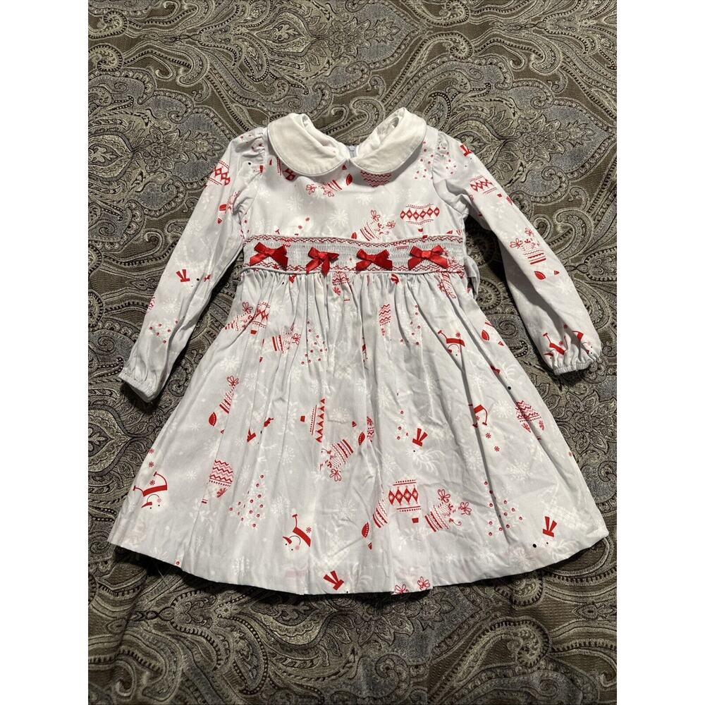 Bonnie Jean Grey Snowman Smocked Dress 3t Long Sleeve